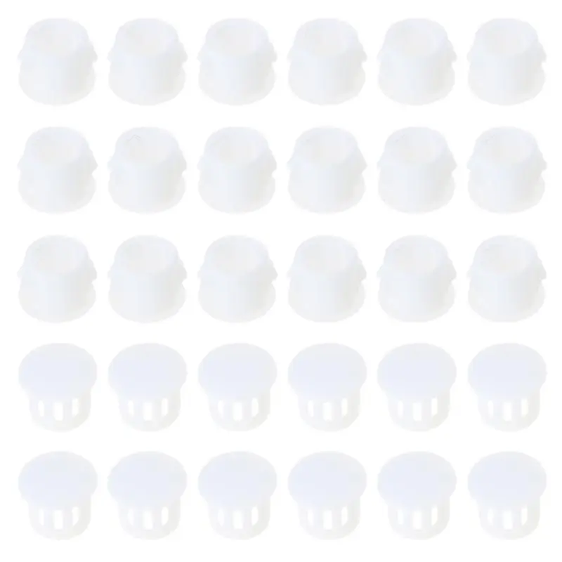 C4DF 30 Pieces White Screw Caps Covers Flush Type Plastic Drill Hole Plugs for Kitchen Cabinet and Furniture Hole Concealment