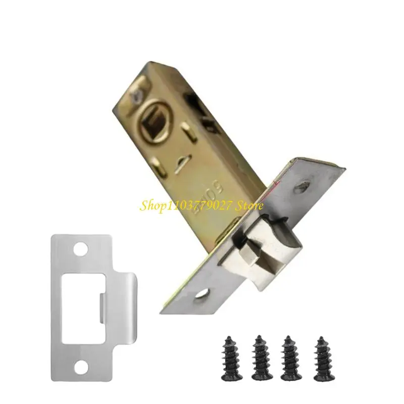 C4DF Sturdy Metal Fork Tubulars Mortice Latches Metal Finish Convenient Accessory for Bathroom and Bedroom Door Installion