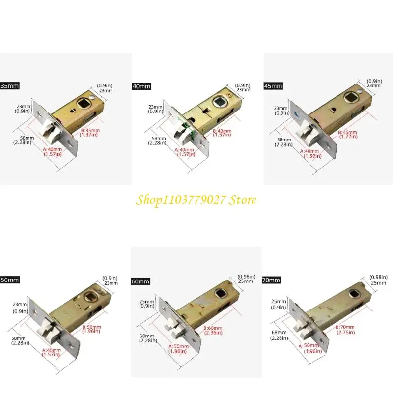 C4DF Sturdy Metal Fork Tubulars Mortice Latches Metal Finish Convenient Accessory for Bathroom and Bedroom Door Installion