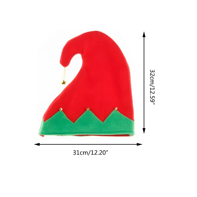 Y1UB Elf Hats with on the Curled Top Caps in Contrast Colors for Xmas