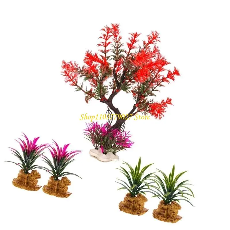 C4DF Fishtanks Decoration Artificial Moss Tree with Resin Base Natural Lookings for Home Use Fishtanks and Aquariums Ornament