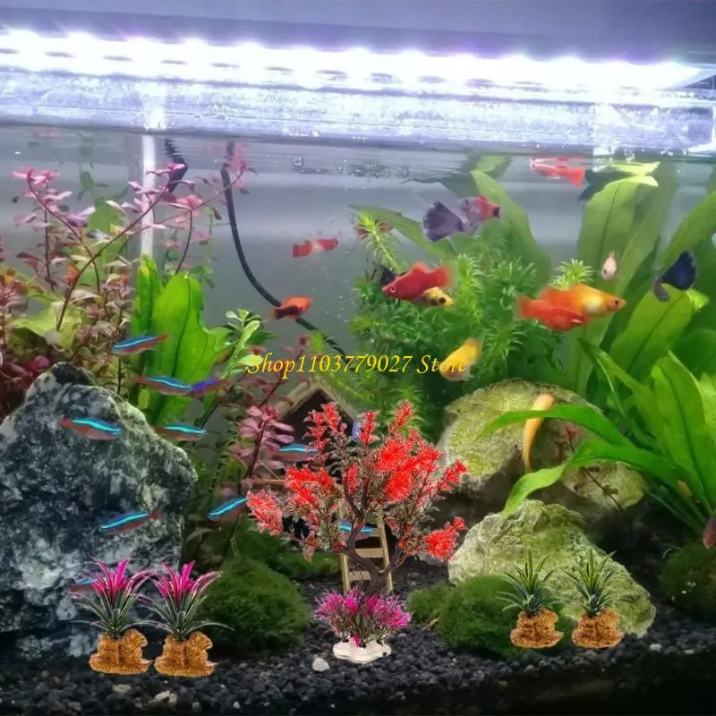 C4DF Fishtanks Decoration Artificial Moss Tree with Resin Base Natural Lookings for Home Use Fishtanks and Aquariums Ornament