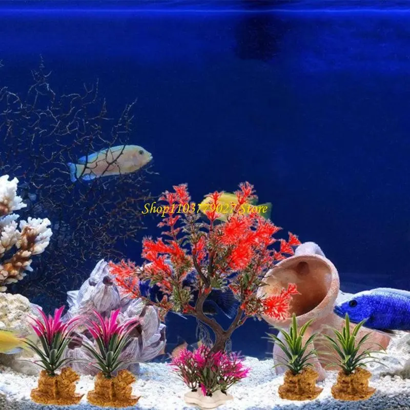 C4DF Fishtanks Decoration Artificial Moss Tree with Resin Base Natural Lookings for Home Use Fishtanks and Aquariums Ornament