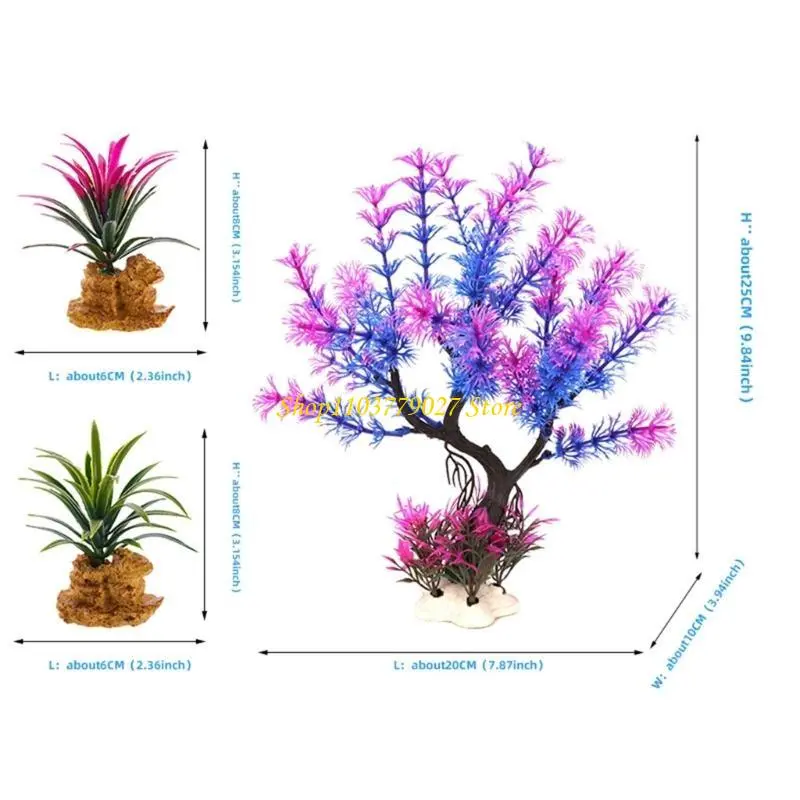 C4DF Fishtanks Decoration Artificial Moss Tree with Resin Base Natural Lookings for Home Use Fishtanks and Aquariums Ornament