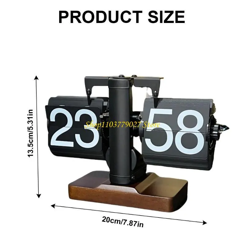 C4DF Mechanical Digital Turn Page Clock for Indoor Home Use with Clear Number Display