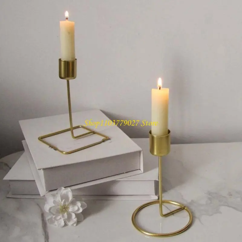 C4DF Table Centerpieces Metal Holder Stand Decorative Golden Taper Candlestick for Romantics Wedding and Home Decors