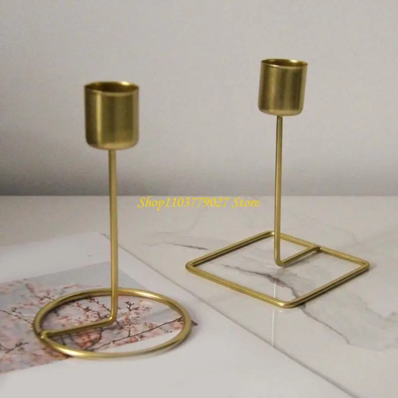 C4DF Table Centerpieces Metal Holder Stand Decorative Golden Taper Candlestick for Romantics Wedding and Home Decors