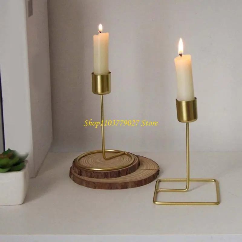 C4DF Table Centerpieces Metal Holder Stand Decorative Golden Taper Candlestick for Romantics Wedding and Home Decors