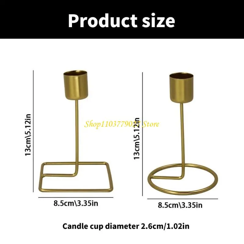 C4DF Table Centerpieces Metal Holder Stand Decorative Golden Taper Candlestick for Romantics Wedding and Home Decors