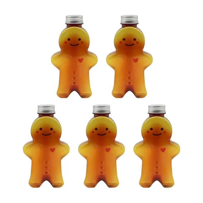 Y1UB 5pc Gingerbread Man Candy Jar with Lid Plastic Bottle Cookie Storage Bottle
