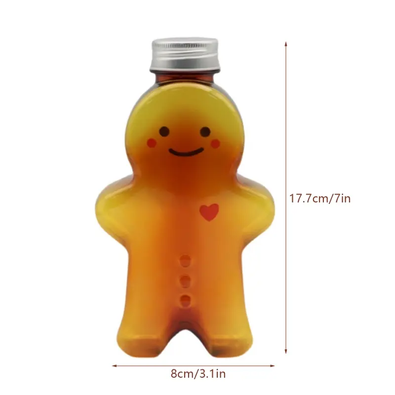 Y1UB 5pc Gingerbread Man Candy Jar with Lid Plastic Bottle Cookie Storage Bottle