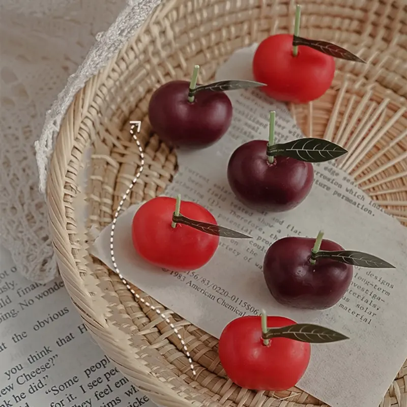 Cherry Shaped Scented Candle Wax Decorative Candles Table Photo Prop Birthday Gift Prefect for Meditation Stress