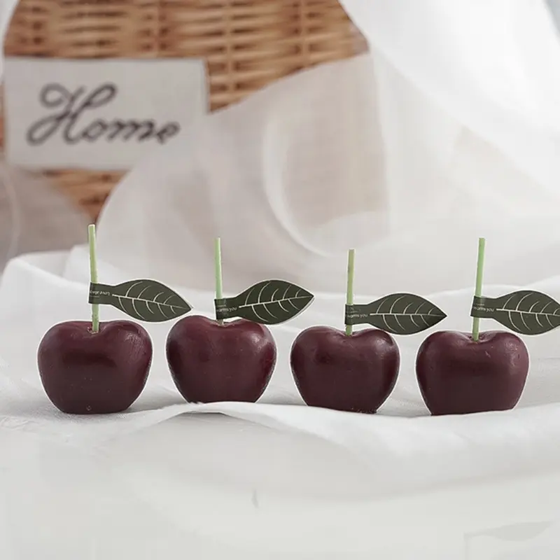 Cherry Shaped Scented Candle Wax Decorative Candles Table Photo Prop Birthday Gift Prefect for Meditation Stress