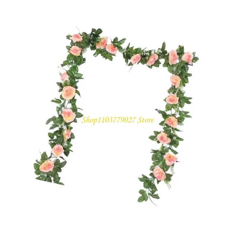 C4DF Artificial Rose Vine Realistic Rose Vine Hanging Plant 10 Head 7.21FT for Home Decoration Wedding Flower Arrangements