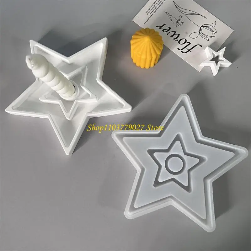 C4DF Multipurpose Star Candlestick Silicone Casting Molds For DIY Soap Chocolate And Holders Making Supplies