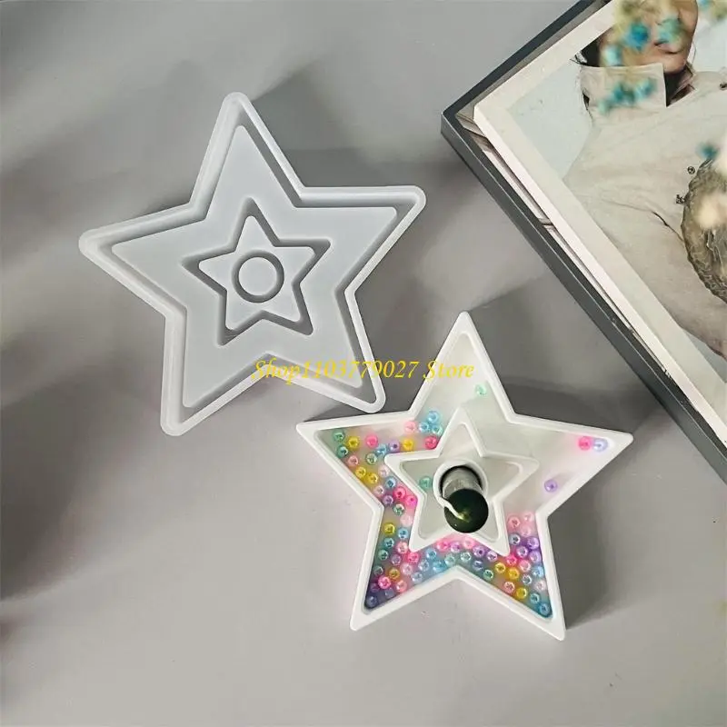 C4DF Multipurpose Star Candlestick Silicone Casting Molds For DIY Soap Chocolate And Holders Making Supplies