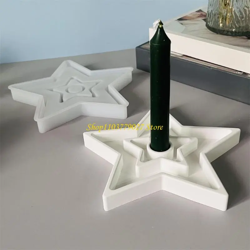 C4DF Multipurpose Star Candlestick Silicone Casting Molds For DIY Soap Chocolate And Holders Making Supplies