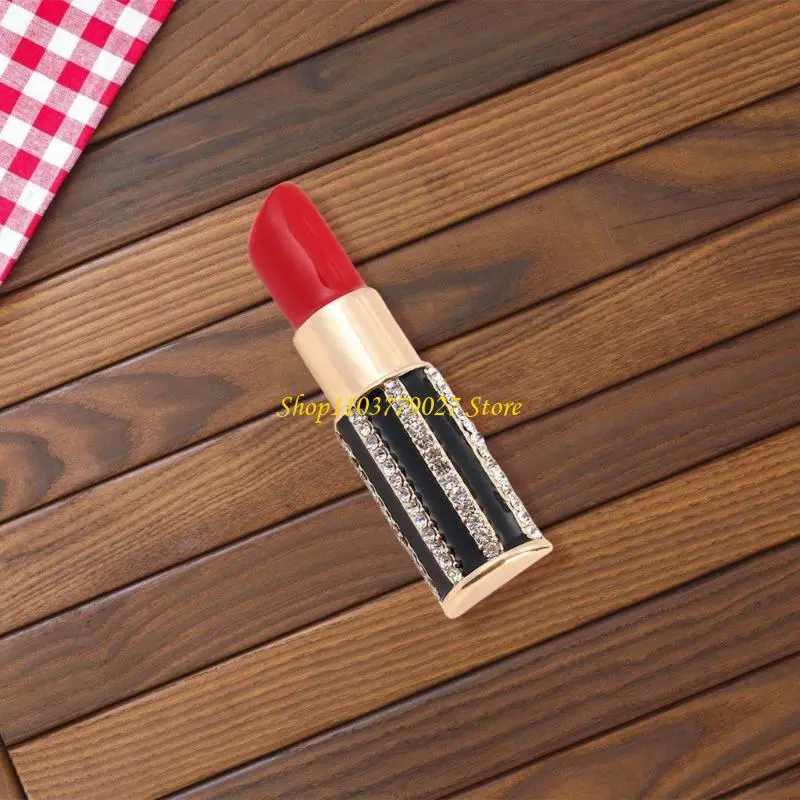 C4DF Rhinestones Lipstick Brooch Lapel Pin Lipstick Lapel Pin Brooch for Women