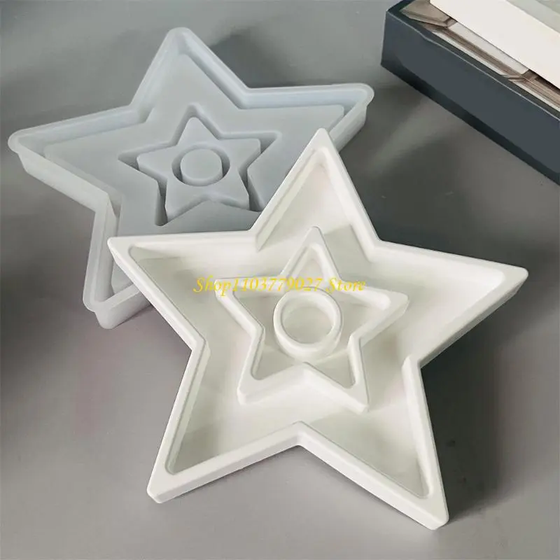 C4DF Multipurpose Star Candlestick Silicone Casting Molds For DIY Soap Chocolate And Holders Making Supplies