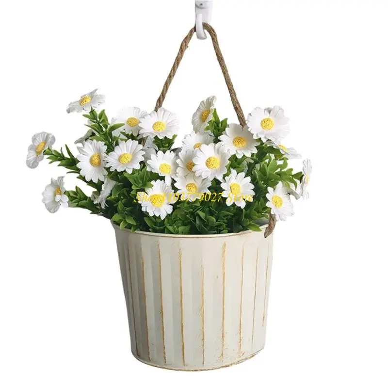 C4DF Antique Styles Iron Plant Pot Wall Mounted Hanging Flower Basket for Home Garden Flower Display Bucket Wall Decoration