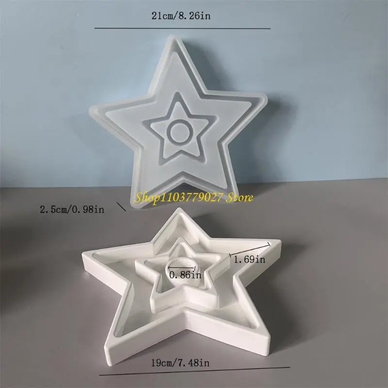 C4DF Multipurpose Star Candlestick Silicone Casting Molds For DIY Soap Chocolate And Holders Making Supplies