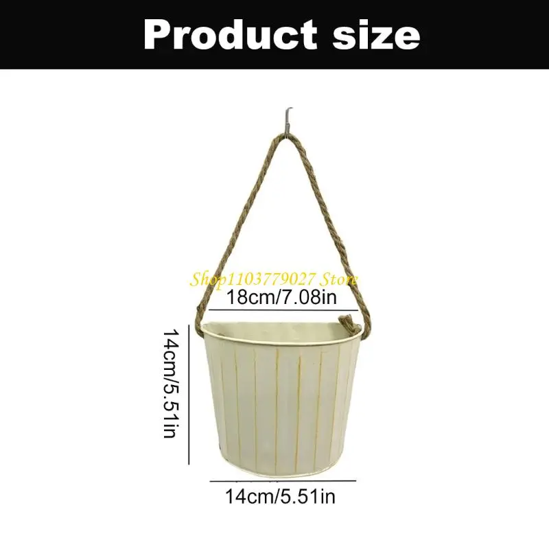 C4DF Antique Styles Iron Plant Pot Wall Mounted Hanging Flower Basket for Home Garden Flower Display Bucket Wall Decoration