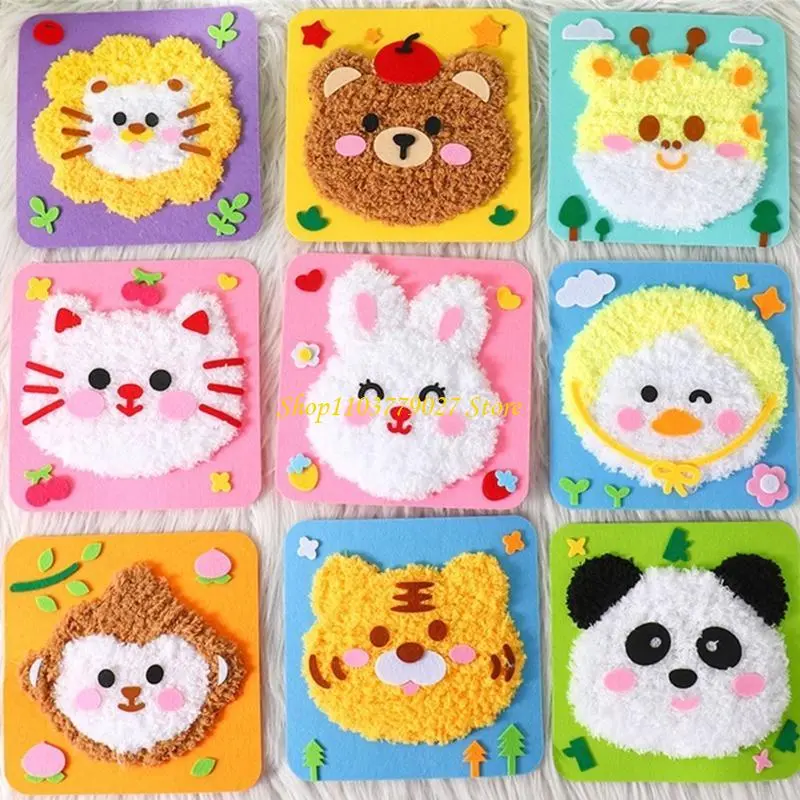 C4DF Cartoon Animal Sewing Craft Set Educational Embroidery Doll Set for Children