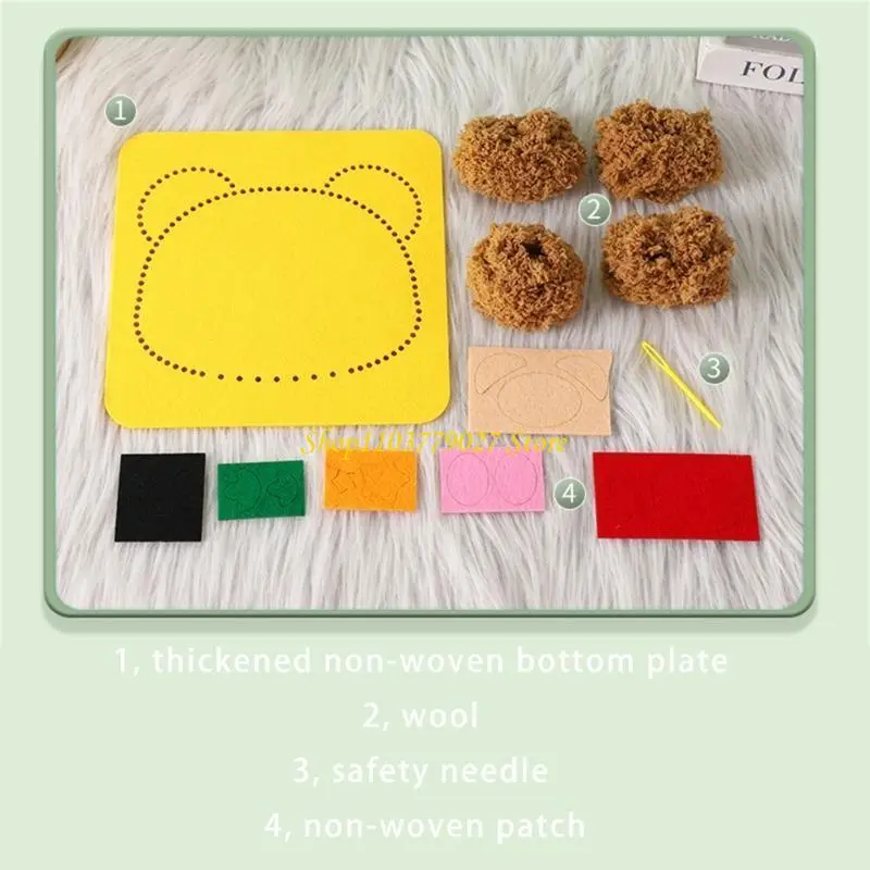 C4DF Cartoon Animal Sewing Craft Set Educational Embroidery Doll Set for Children