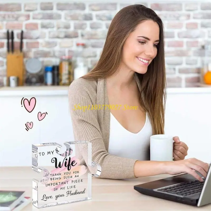 C4DF Mothers Day Gift for Mom Grandma Wife from Daughter Son Acrylic Block Puzzle Piece Home Office Desk Decoration