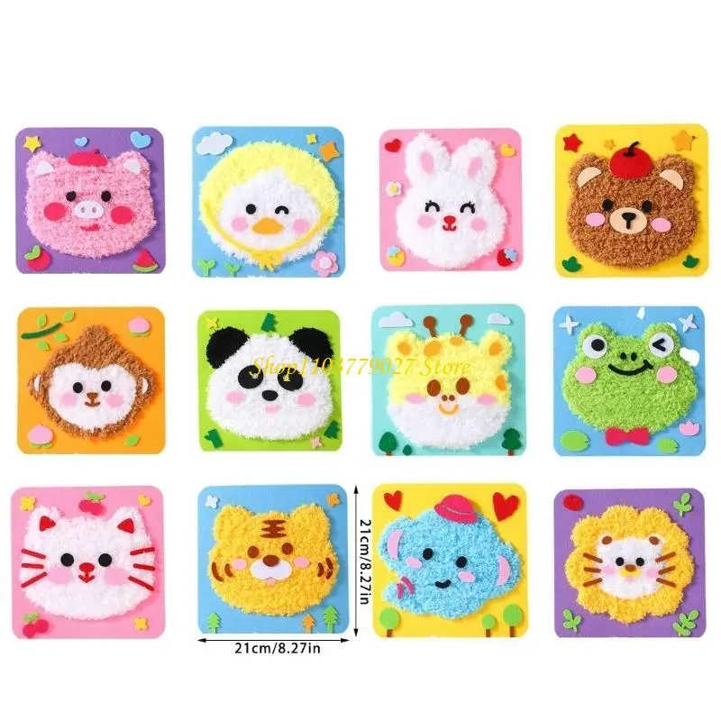 C4DF Cartoon Animal Sewing Craft Set Educational Embroidery Doll Set for Children