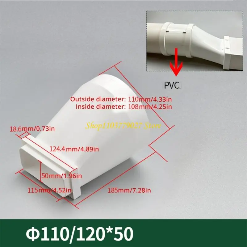 C4DF Flat Plastic Ducting Adaptors to Round Ventilation Duct Converter Easy to Use