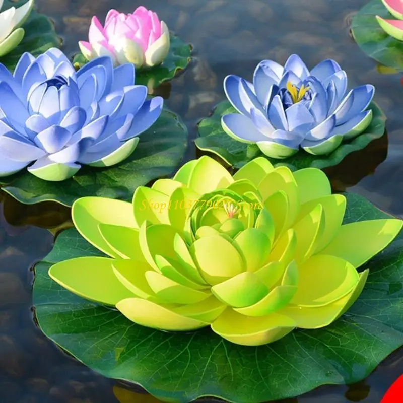 C4DF Realistic Water Lilies Flower Portable Flower for Indoor Outdoors Pond Decors
