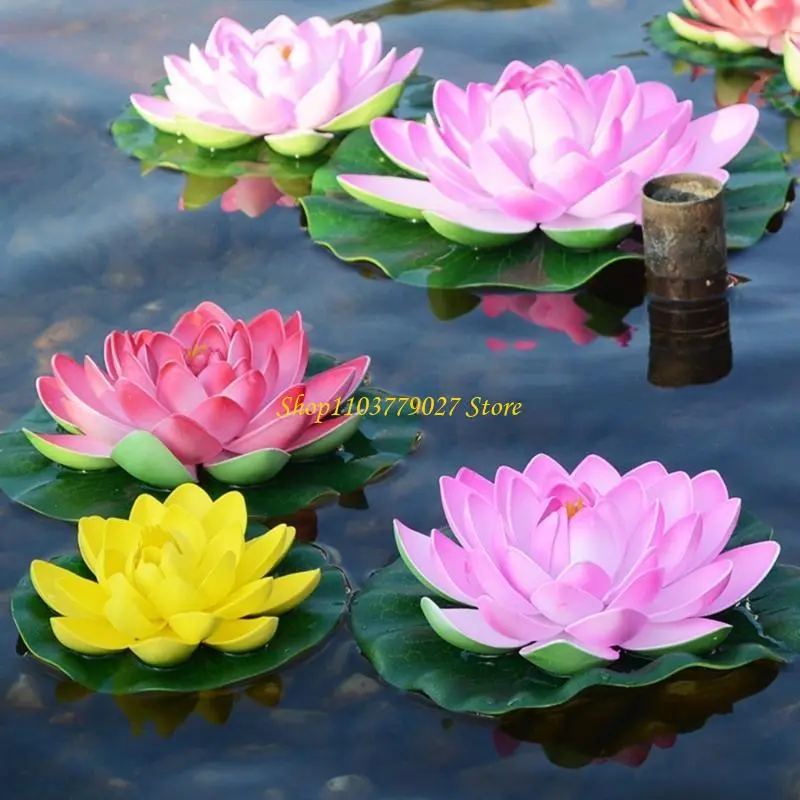 C4DF Realistic Water Lilies Flower Portable Flower for Indoor Outdoors Pond Decors