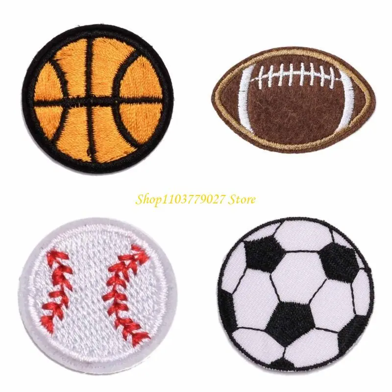 C4DF 12 Pcs/Set Football Iron on Patches Football Embroidered Patches Sew On Appliques for Jeans Skirt