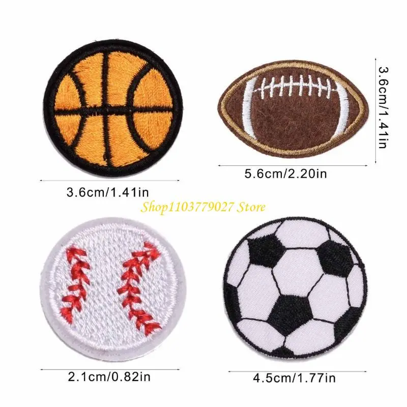 C4DF 12 Pcs/Set Football Iron on Patches Football Embroidered Patches Sew On Appliques for Jeans Skirt