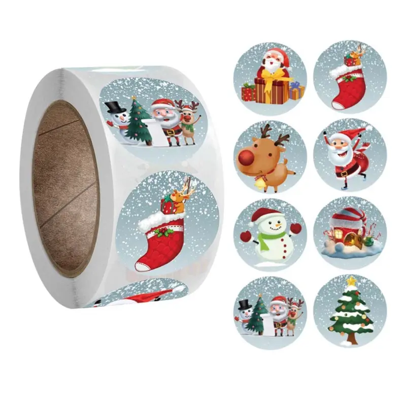 Y1UB Christmas Stickers 500Pcs/roll Handmade Sticker Card Box Package Sealing Stickers for Party Supplies Gift for Boys
