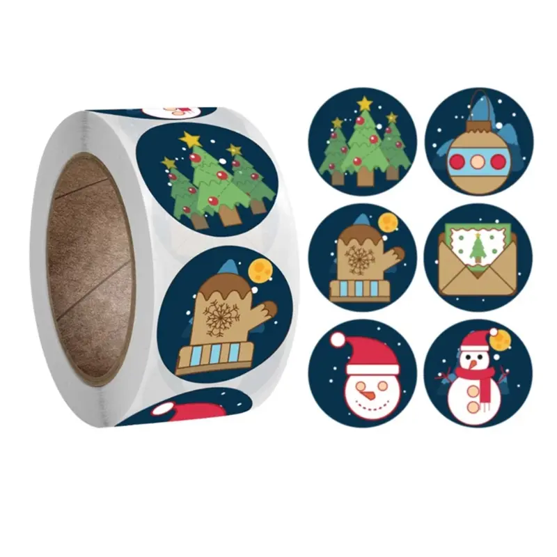 Y1UB Christmas Stickers 500Pcs/roll Handmade Sticker Card Box Package Sealing Stickers for Party Supplies Gift for Boys