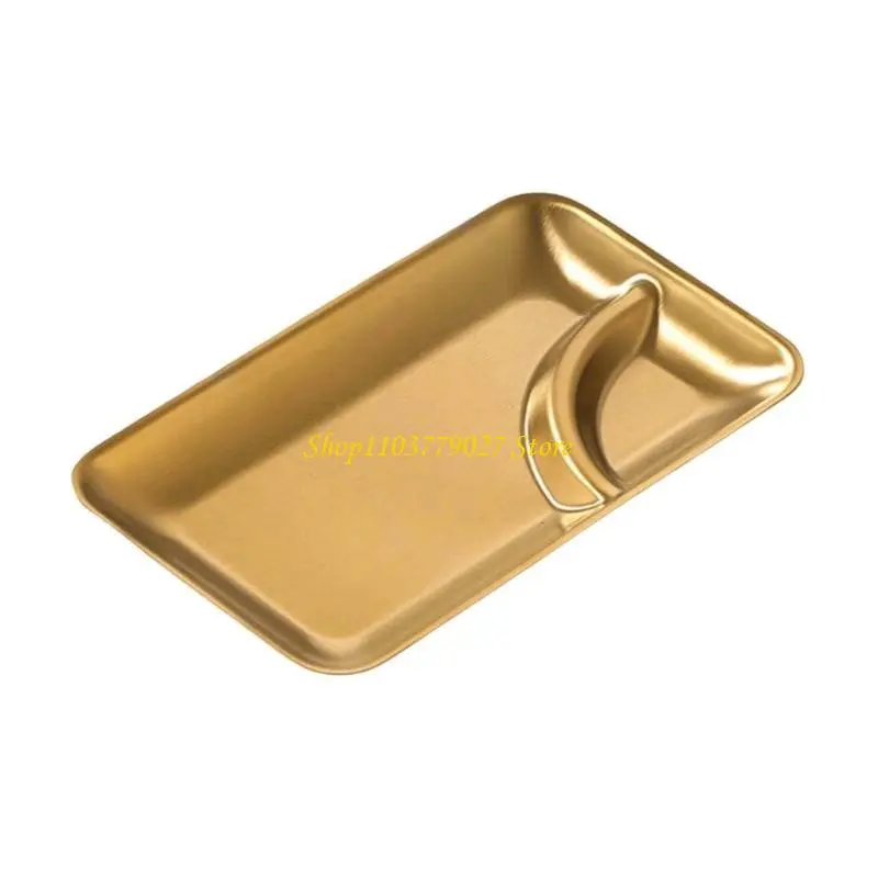 C4DF Functional Stainless Steel Tray With Double Compartments For Organized Serving At Parties And Restaurant Setting
