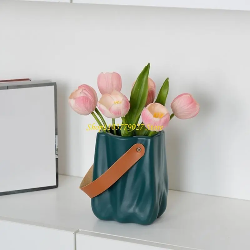C4DF Creative Flower Arrangement Decorative Vases Elegant Plastic Handbag Flower Vases For Home Decoration Flower Display