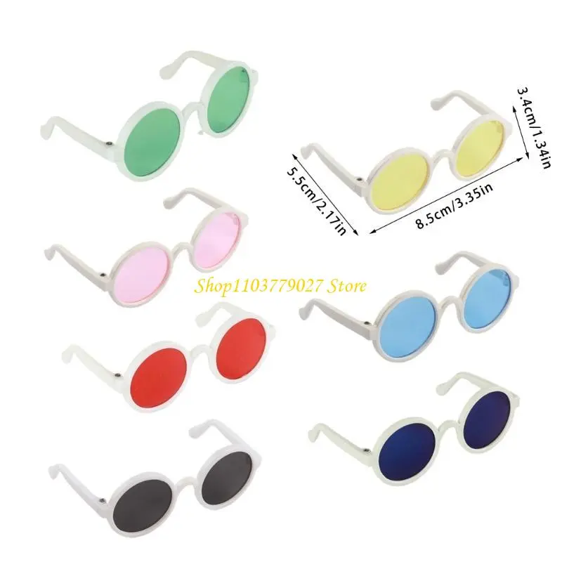 C4DF 2PCS Pet Sunglasses For Cats and Small Breeds Round Frame Glasses Eyewear Photoshooting Props for Cosplay Event