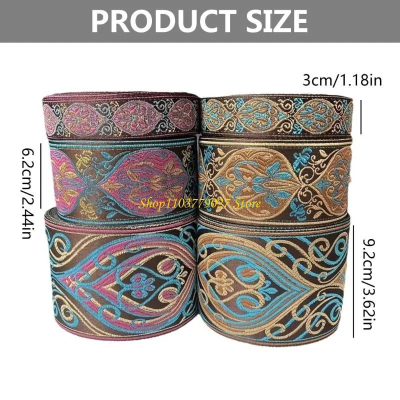 C4DF Emobridered Sewing Ribbon Fabric Trim Fringes for Clothing Embellishment