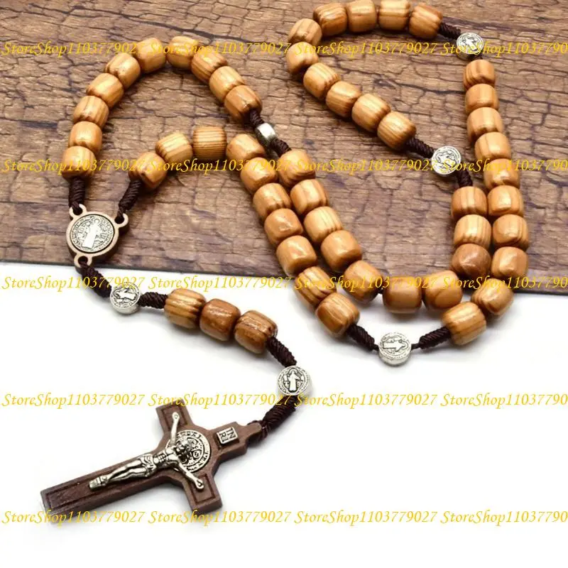 C4DF Natural Rosary with Crosses for Faithfuls Unisex Religious Gift for Prayer