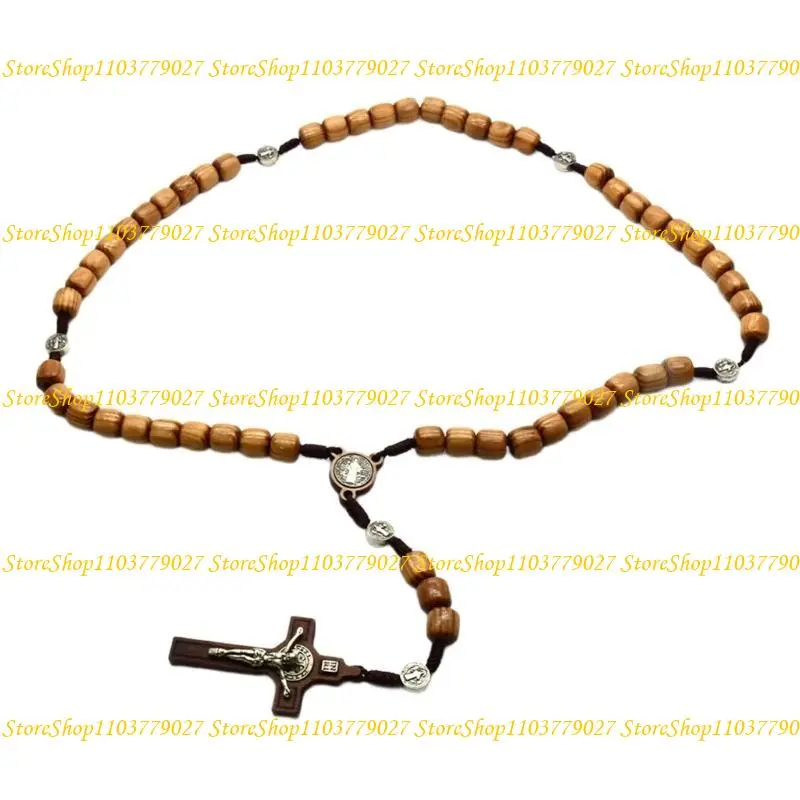 C4DF Natural Rosary with Crosses for Faithfuls Unisex Religious Gift for Prayer