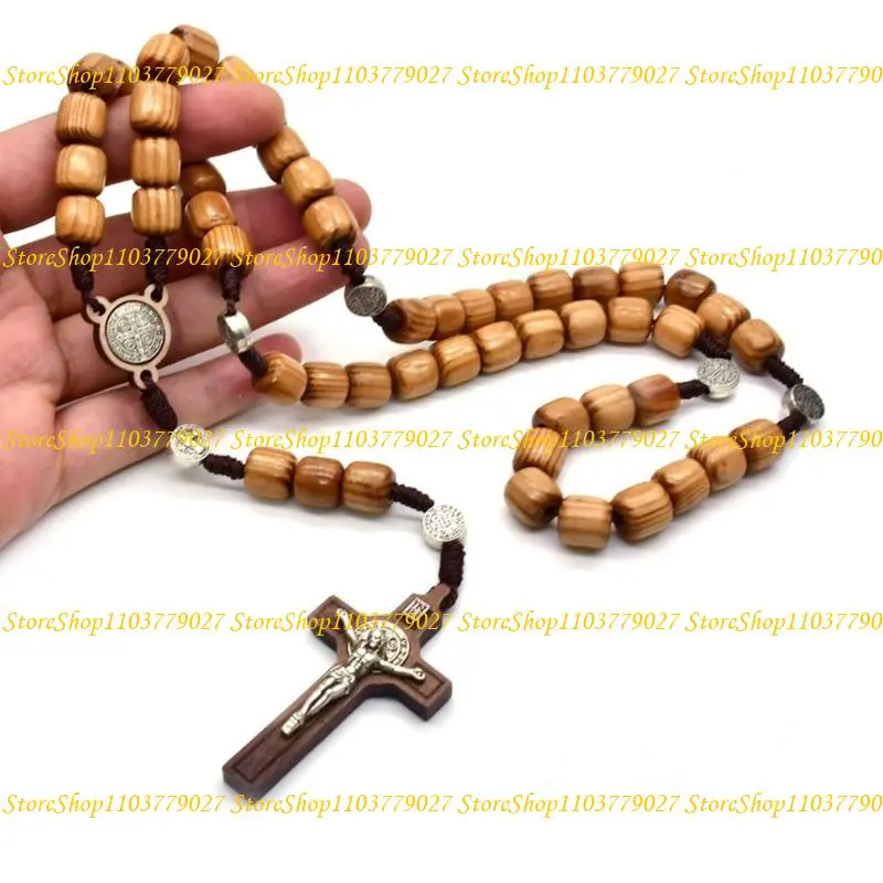 C4DF Natural Rosary with Crosses for Faithfuls Unisex Religious Gift for Prayer
