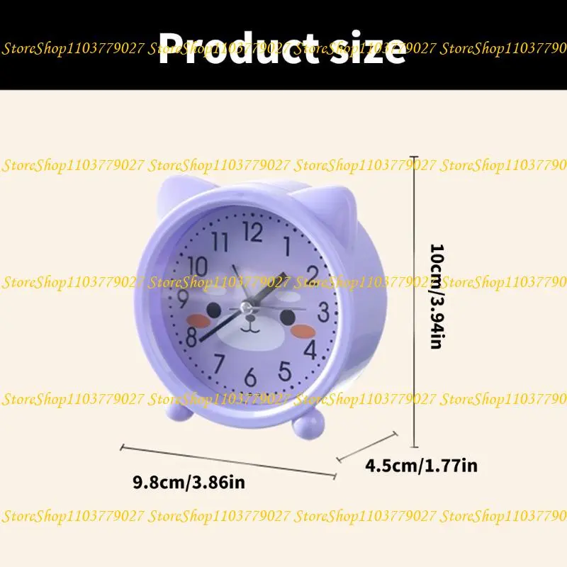 C4DF Adorable Kitten Alarm Clock for Children Bedside Table Practical Time Manage
