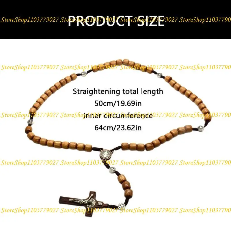 C4DF Natural Rosary with Crosses for Faithfuls Unisex Religious Gift for Prayer
