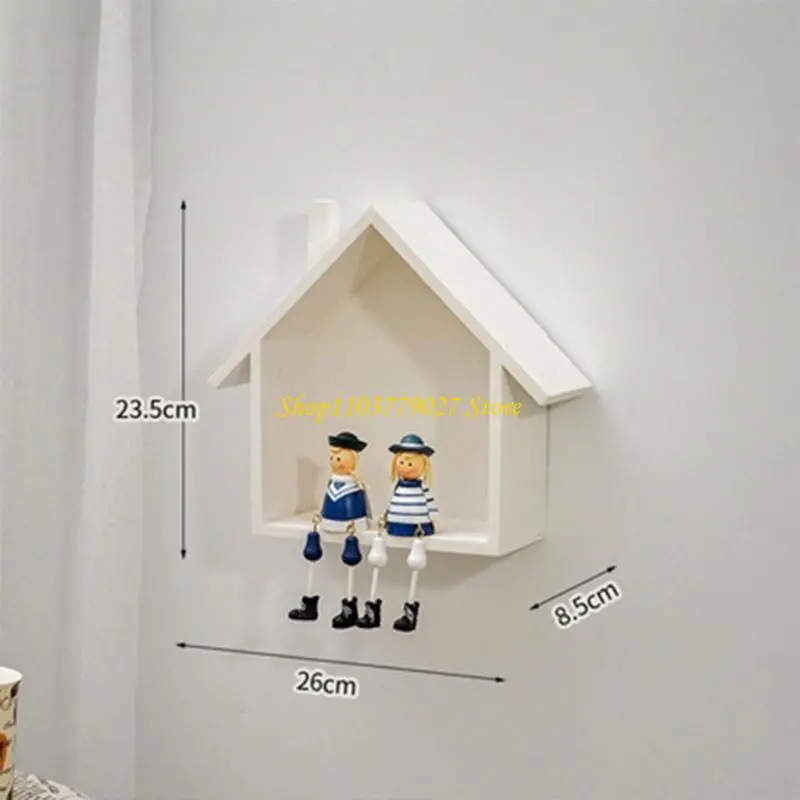 C4DF Houses Display Shelf Sturdy Storage Rack Wall Mounted and Multipurpose for Living Room or Bedroom Organization
