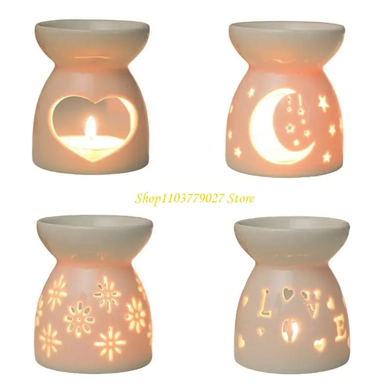 C4DF Ceramics Hollowed Out Aromas Diffusers Tealight Holder Essential Oil Burners
