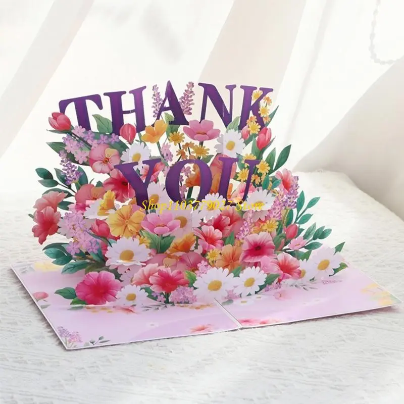 C4DF Unique Flower 3D Surprise Card Greeting Card for Birthday Christmas Mother Day