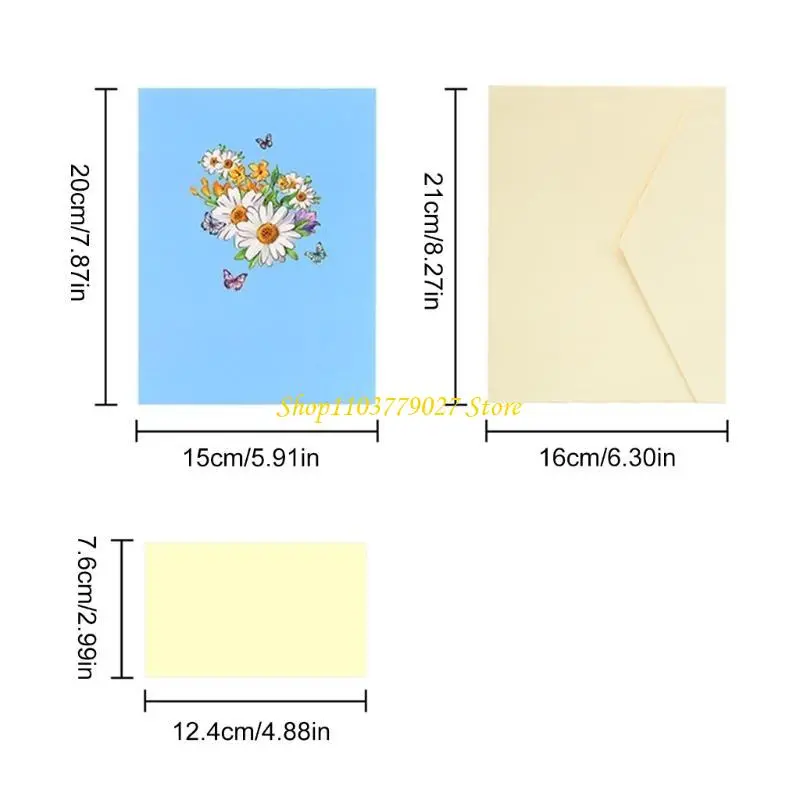 C4DF Unique 3D Birthday Card with Colorful Butterflies and Flowers Handmade Greeting Card with Envelope Anniversary Gift